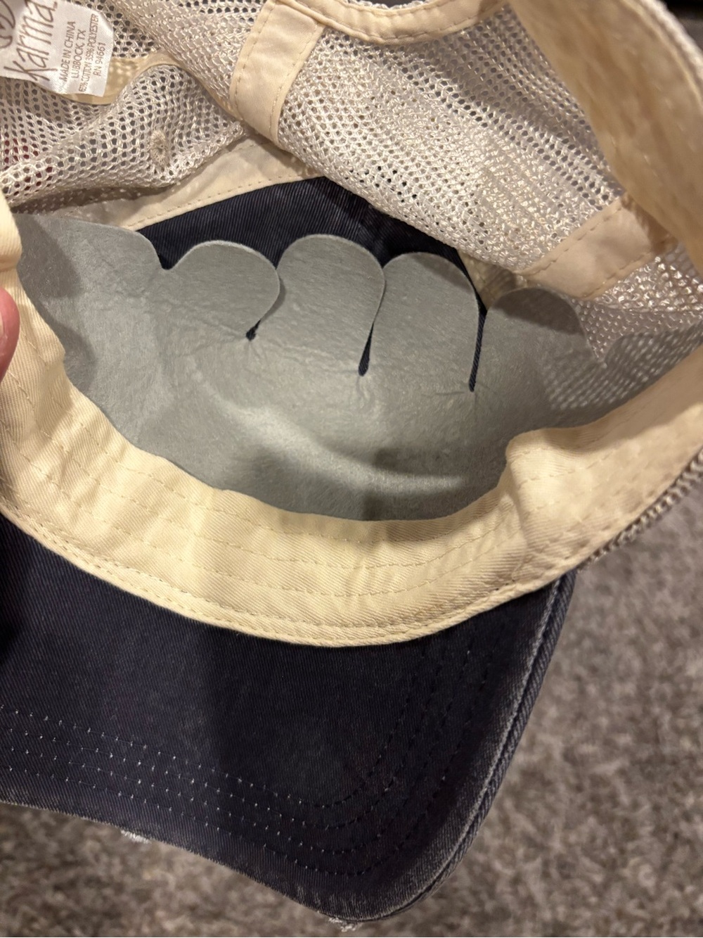 Living the Dream Distressed Trucker Cap - Navy & Cream - Picture 4 of 5